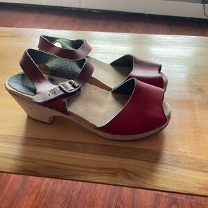 Cape Clogs Red Leather Sandals